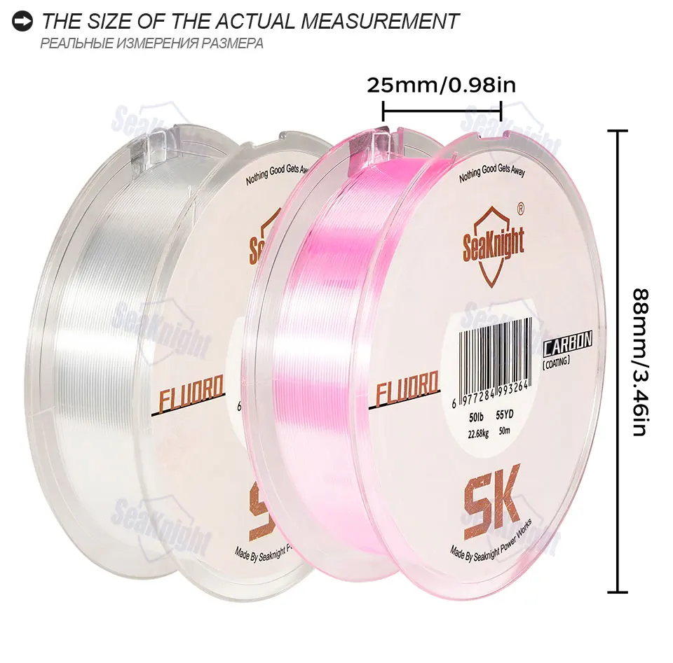 SeaKnight Marken-Angelschnur der SK-Serie, 100M/50M, 100% Fluorocarbon-Beschichtung, Schnell sinkende Schnur, stärker, 1,4-45,36KG – Detail 2