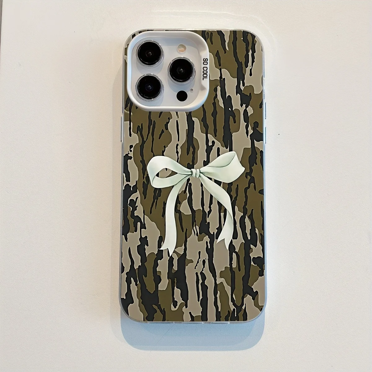 حافظة جميلة على شكل فيونكة كامو جرافيتي لهاتف آيفون 16 15 14 13 12 11 برو ماكس بلس #1