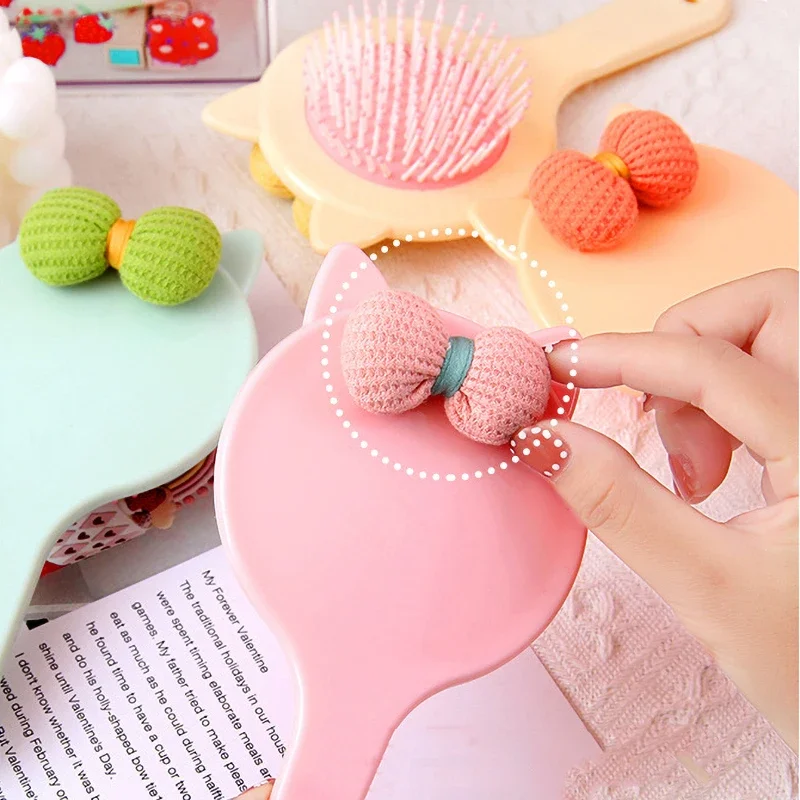 Princess Portable Women Massage Anti-screw Untangling Hair Brush Stuff Cute Cat Ears Bow Air Cushion White Black Hairbrush Comb