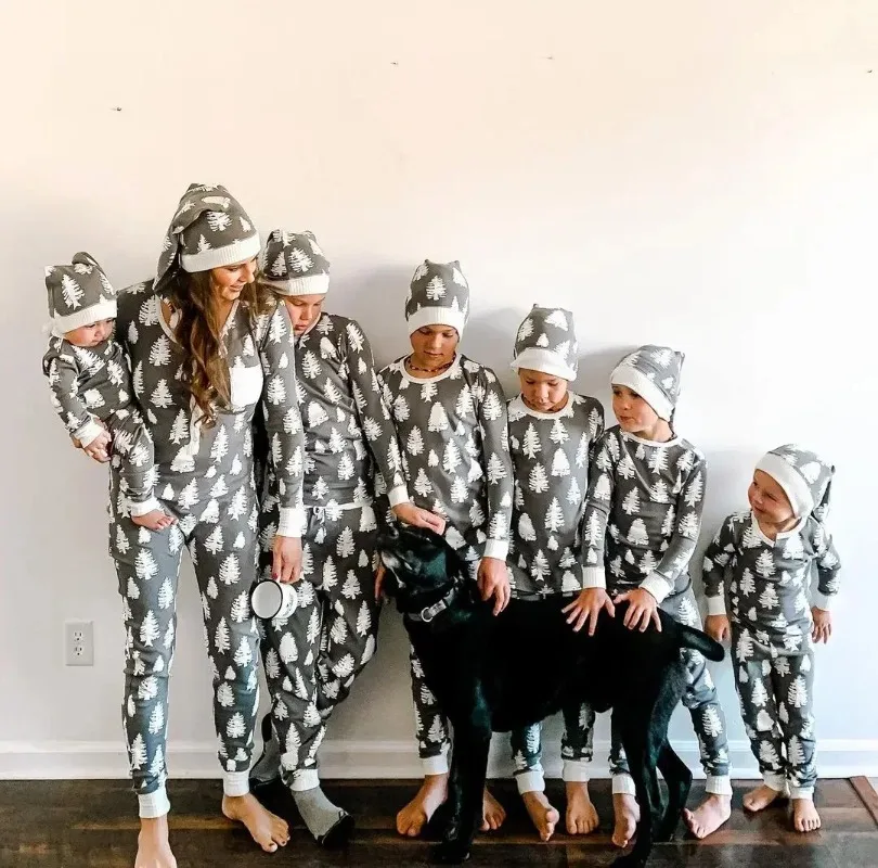 Daily Home Wear Christmas Family Matching Pajamas Set Loose Casual Parent Kid Night Pyjamas