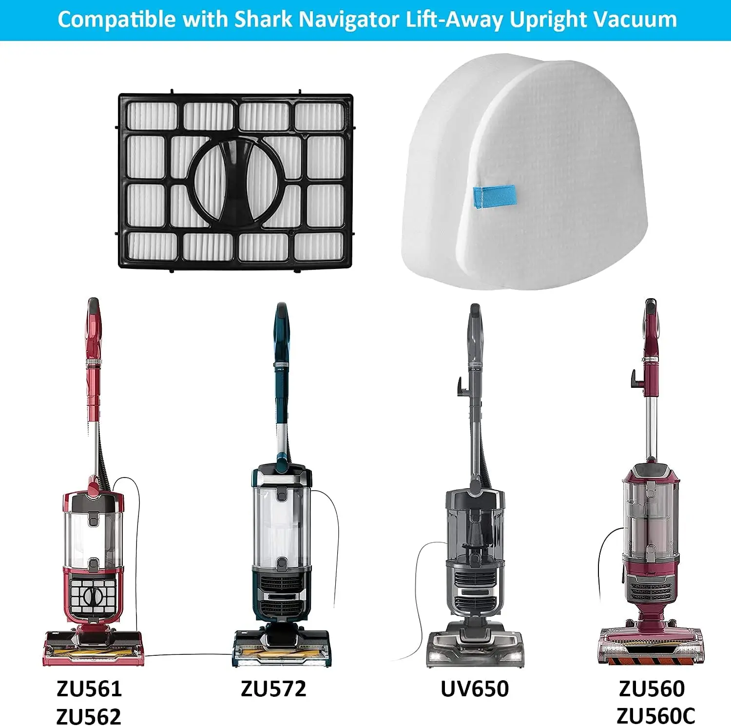 Комплект запасных фильтров для Shark Navigator Zero-M Lift-Away Speed, вертикальный вакуумный UV650, ZU560, ZU560C Part XHEPA560