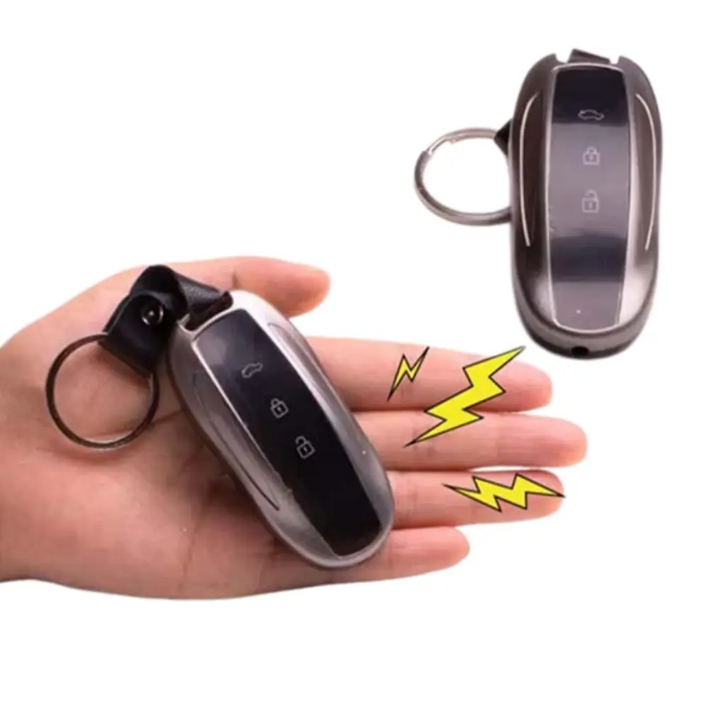 Creative Electric Car Key Prank Practical Jokes Interactive Funny Trick Keychain Interesting Shock Car Key for Friends