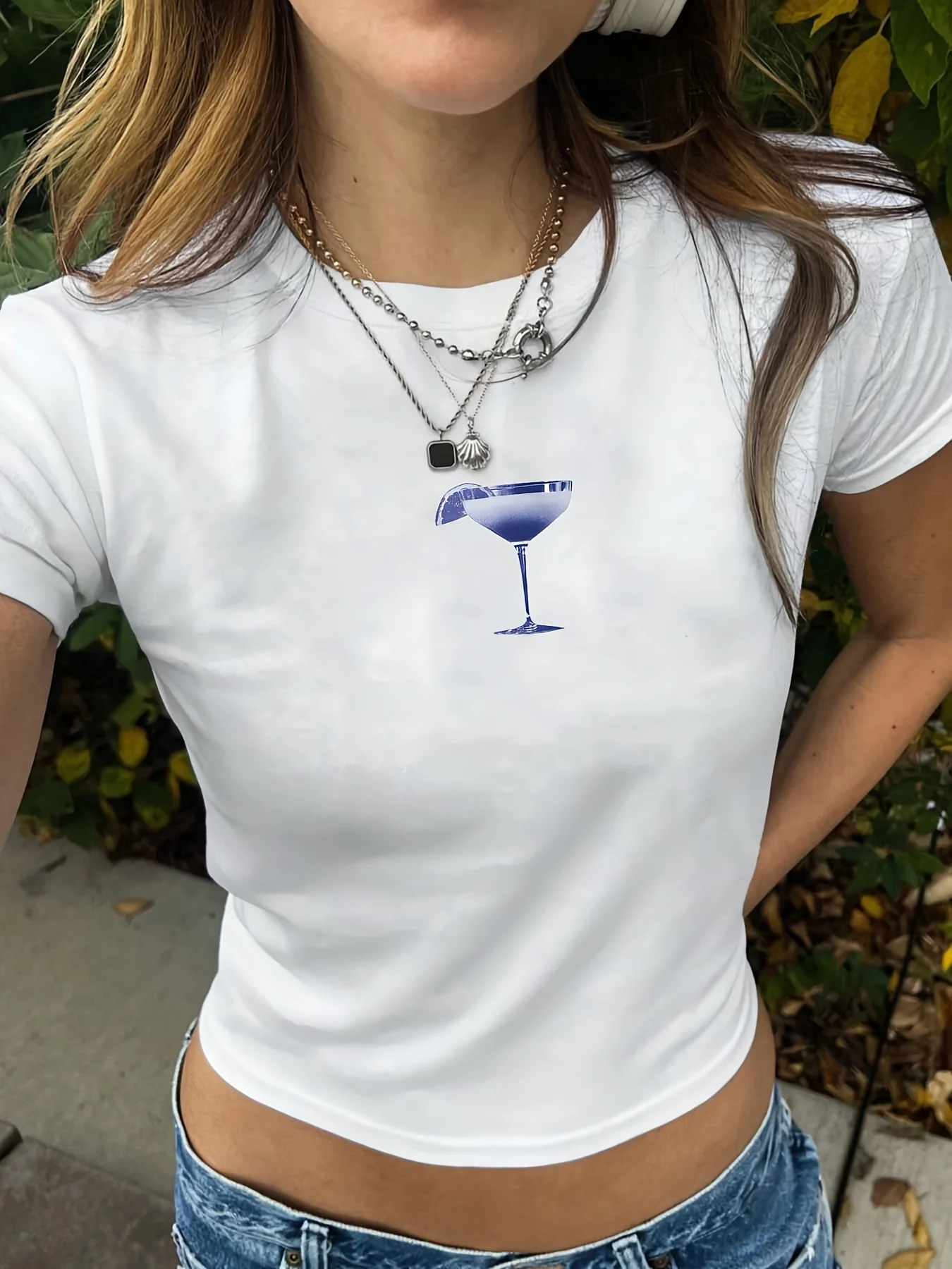 Women'S Casual American Retro Slim Fit Easy Design Summer Street Style Beach Vacation Coastal Lemon Cocktail Print