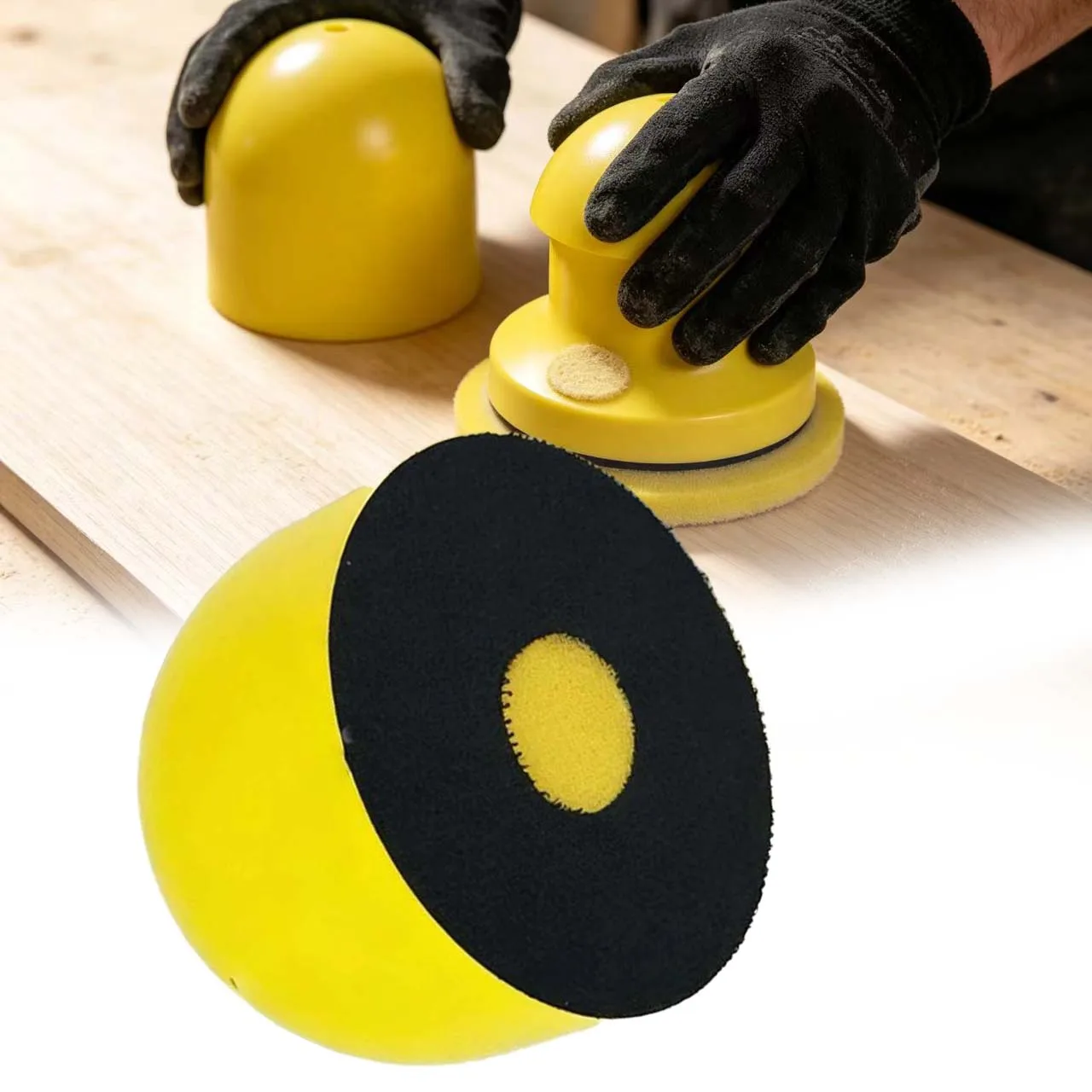 3 Inch Yellow PU Foam Sanding Disc Polishing Pad for For wood Grinding Tasks Compatible with Backing Sandpaper Manual Use