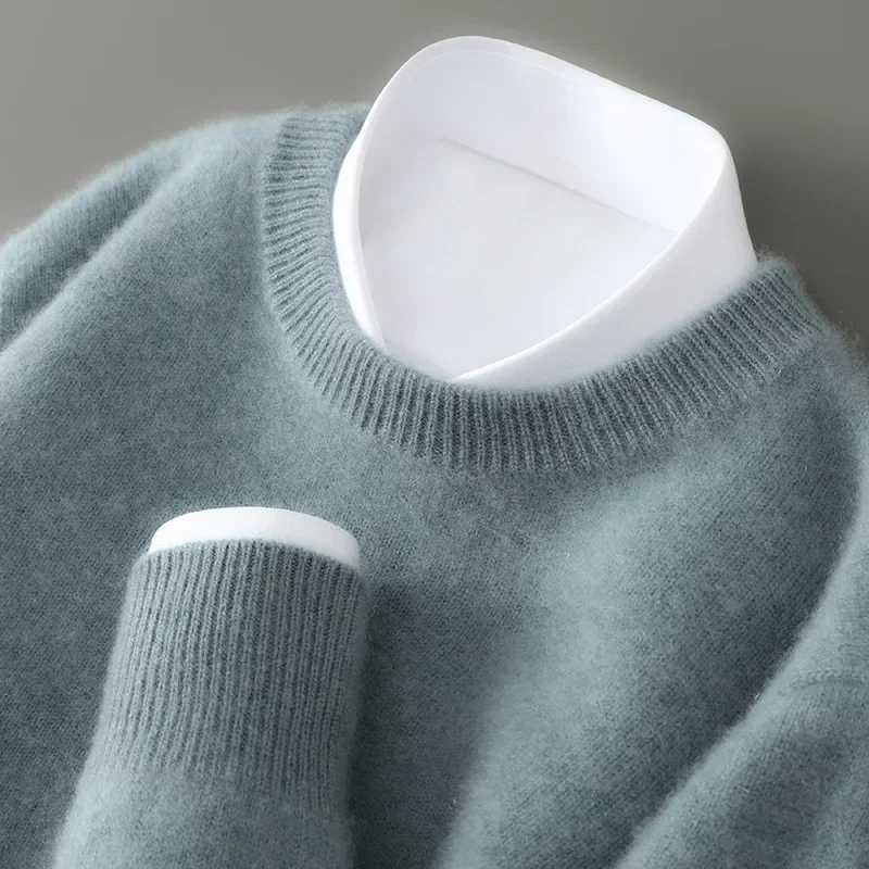 100% Australian Wool Knitted Men's  Sweater, Casual Business, Spring and Autumn Men's Long-Sleeved Pullover New Sweater