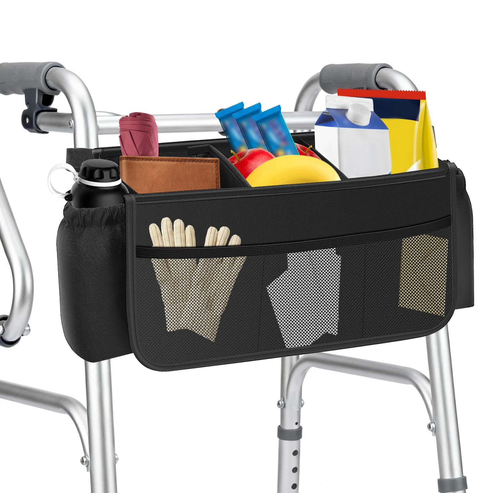 

Сумка-корзина для ходунков с карманом для бутылки с водой, складная подвесная сумка-органайзер для ходунков для пожилых людей и людей с ограниченными возможностями