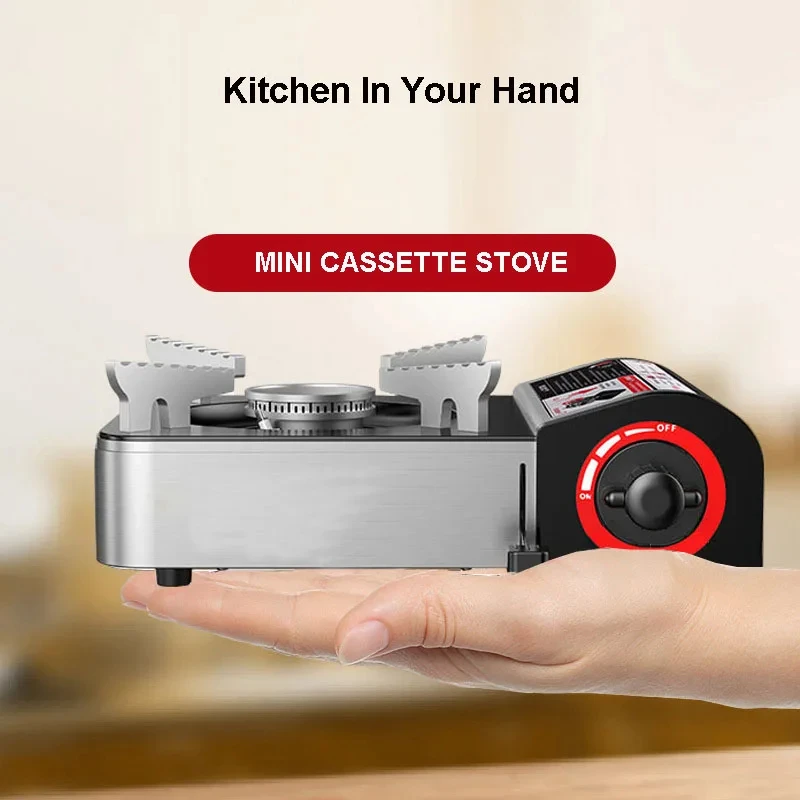 Outdoor Mini Gas Cooker Camping Hiking Picnic Fishing Hunting Cassette Barbecue BBQ Portable Outdoor Stove Cooking Kitchen