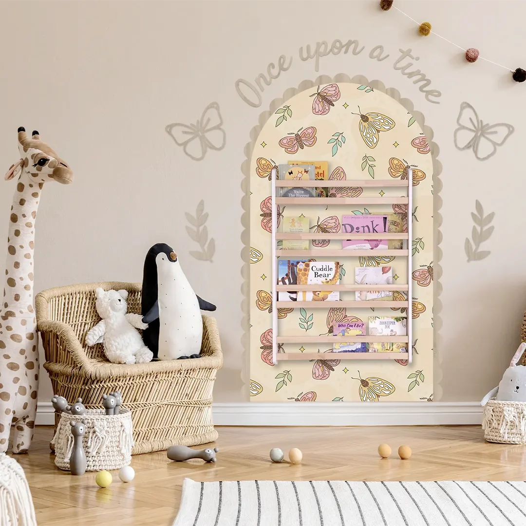 

Unfinished wood Arch frame with butterfly wall decorations Large wood arch wall frame Bohemian archway wall art Molding wood