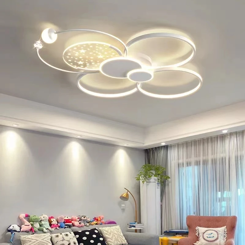 Minimalist Modern Rings LED Chandelier For Living Room Bedroom Ceiling Light Lamp Stars White Foyer Lustre Chandeliers Luminaire