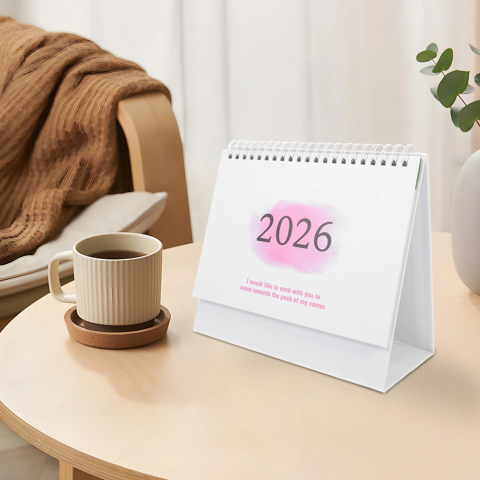 2026 Bureau Mini Staande Flip Kalender Voor Thuiskantoor School Dagelijkse Planner Dik Papier Gedateerd Tafelkalender Roze