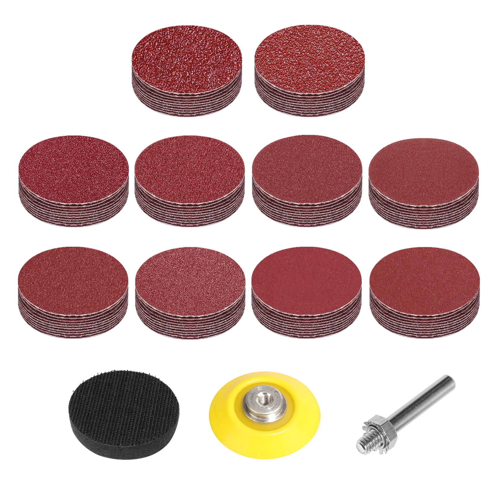 190Pcs 2 Inch Sanding Discs 40-7000 Grit Wet Dry Sandpaper, 50mm Hook & Loop Sand Pads with 1 Pc 1/4” Shank and Backing Pad