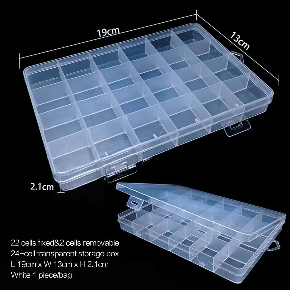 Practical 24 Grids Compartment Plastic Storage Box Jewelry Earring Bead Screw Holder Case Display Organizer Container