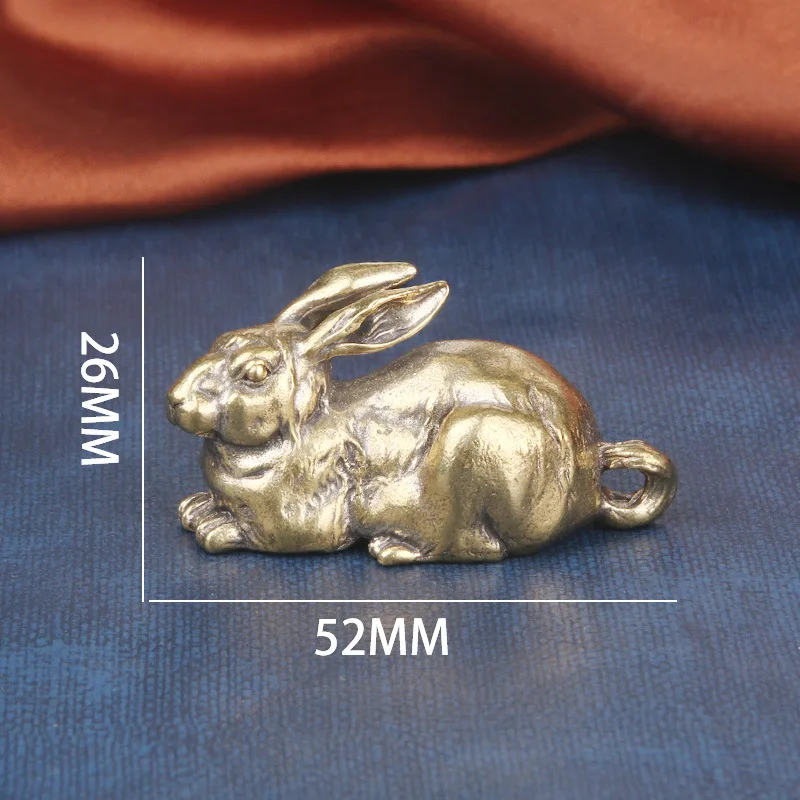 Solid Brass Desktop Ornament Zodiac Rabbit Bronze Sculpture Craft Tea Pet Decoration Copperware Wholesale