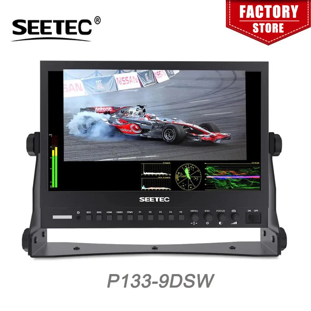 Seetec P133-9DSW 13.3 Inch IPS FHD 1920x1080 Broadcast Monitor with 3G-SDI/HDMI Waveform/Vector Professional Desktop LCD Monitor