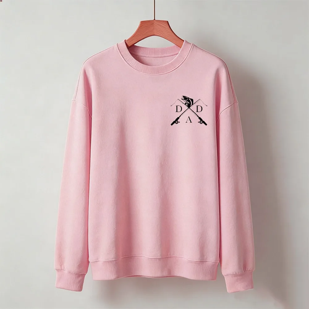 Fishing Dad Crossed Fishing Rod Bass Fish Graphic Pullover Fisherman Father Print Long Sleeve Top Outdoor Fishing Lover Dad Gift