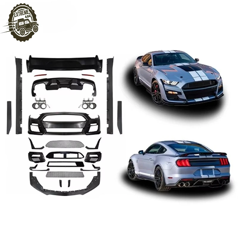 

Factory price body kit, PP material car bumper side skirts rear spoiler aerodynamic kit for 2015-2017 Mustang upgrade to GT500