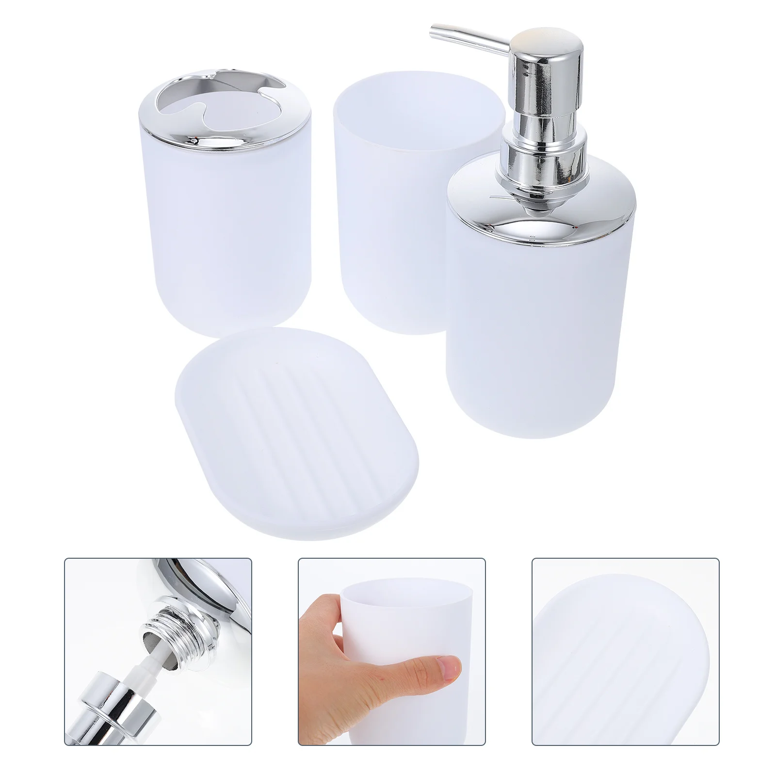 

1Set Plastic Bathroom Washing Accessories Kit Soap Tray Lotion Bottle Toothbrush Holder for Home Hotel Plastic Lotion Box