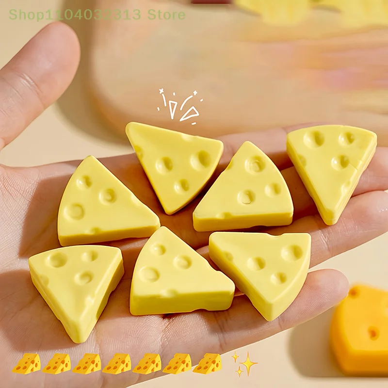 1/7PC Simulation Cheese Eraser Soft School Supplies Clean Mess Free Stationary Office Student Rubber Capybara Eraser For Kids