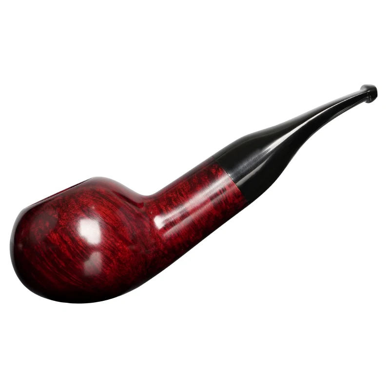 MUXIANG Handmade briar tobacco pipe briar wood smoking pipe tomato pipe fat man pipe 9mm filter black acrylic cigarette holder