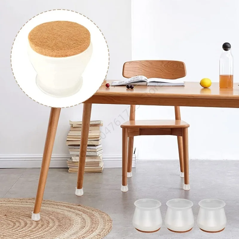 16Pcs Silicone Furniture Anti-slip Felt Feet Mat Round Furniture Leveling Feet Mat Home Decor Wood Floor Protection Feet Cover