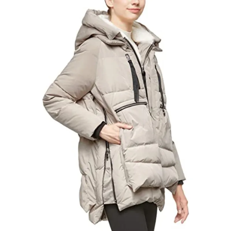 Chaqueta de algodón con capucha y Bolsillo grande holgada de longitud media europea y americana nuevo en Stock abrigo Amazon ropa de mujer de comercio exterior