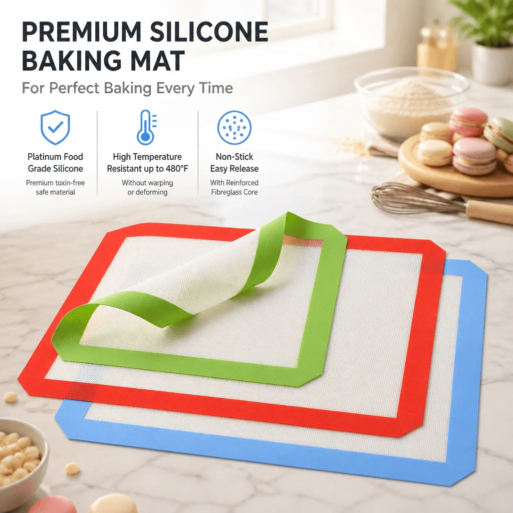 Silicone Baking Mat Macaron Non Stick Food Grade Heat Resistant Reusable Fiberglass Pastry Cookie Sheet Liner Oven Accessories