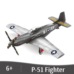 Assembles toy Mustang helicopter building block P51 pirate propeller old-fashioned airplane gift
