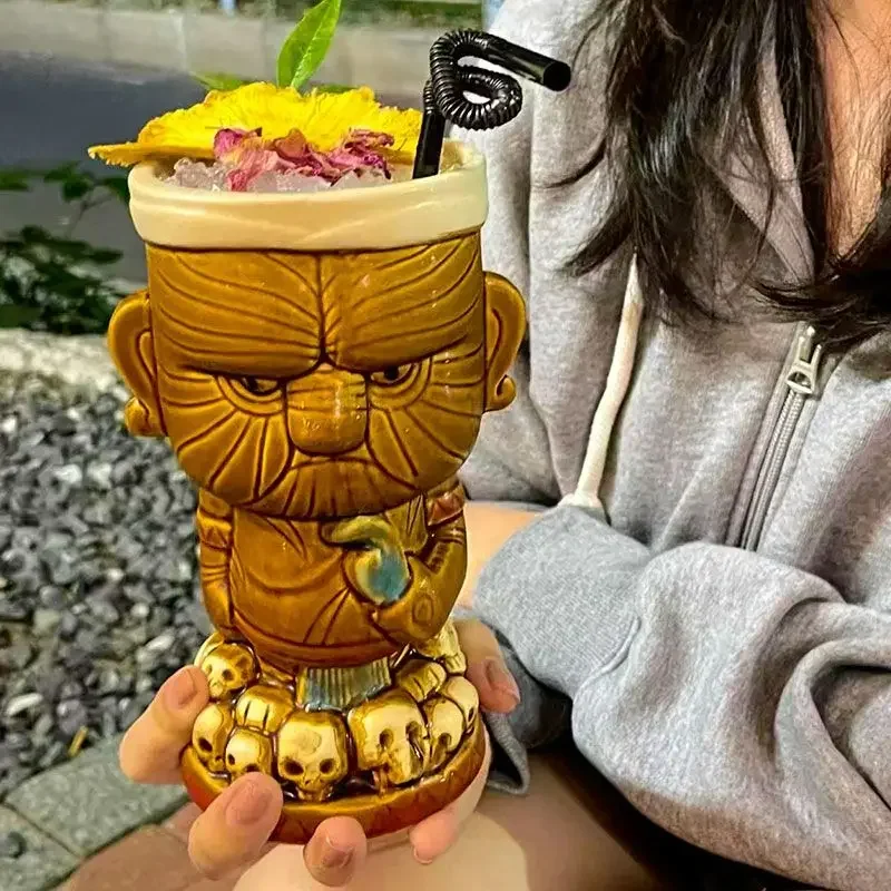 

Bar Tiki Cup Personalized Hawaiian Cocktail Cup Creative Cup Tiki Chief Halloween Internet Red Ceramic Mug