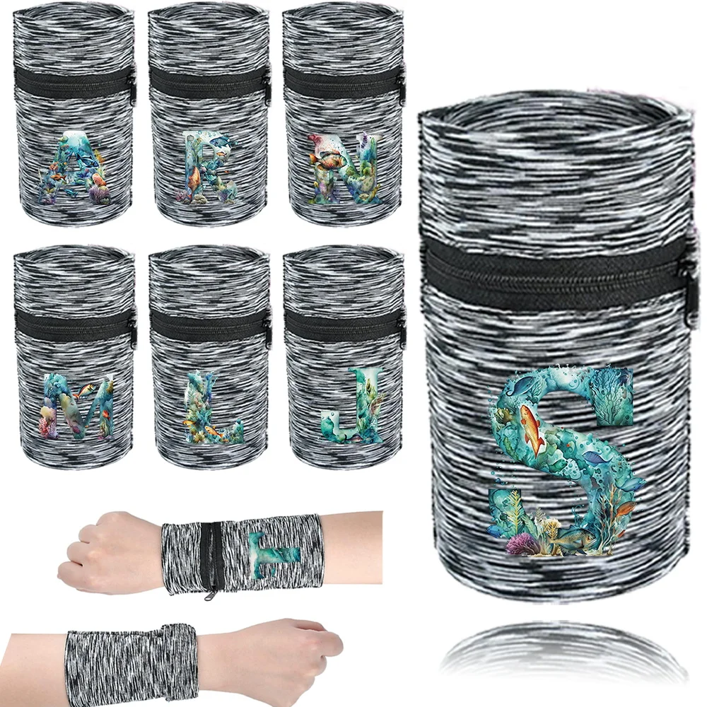 

Sports Wristband Bags Wrist Protector Running Sport Safety Grey Series Support Brace Wrap Wristband Fish Letter Style Wrist Bag