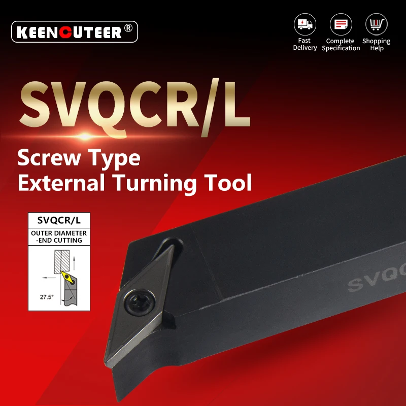 External Turning Tool SVQCR SVQCR1616H11 SVQCR1616H16 SVQCR2020K16 SVQCR2525M16 Cutter Bar CNC Lathe Bar Turning Holder