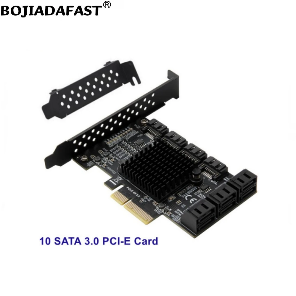 10 x SATA 3.0 Connector To PCI Express PCI-E 3.0 4X Expansion Controller Card ASM1166 + JMB575 For Hard Disk Drive HDD SSD