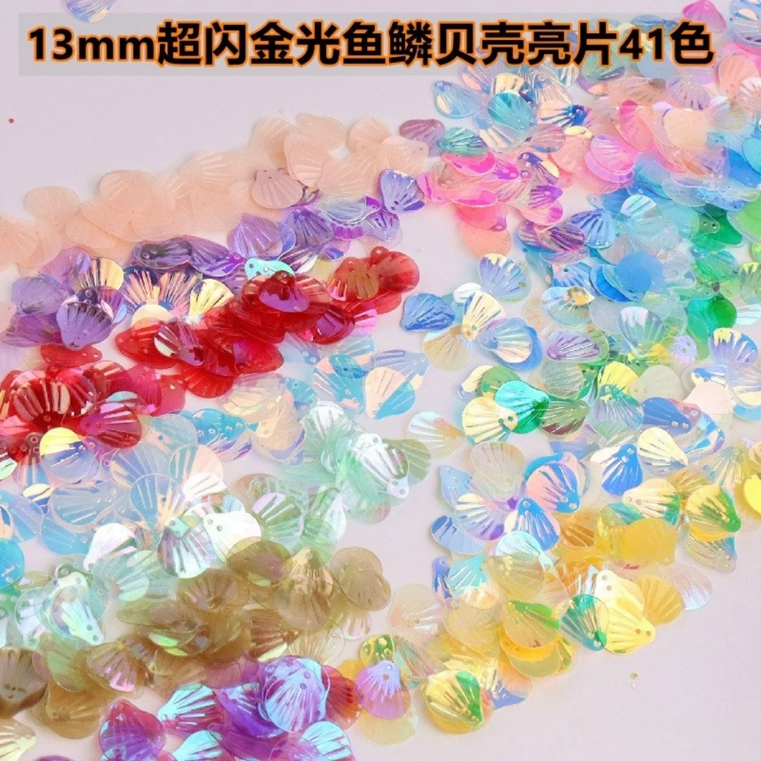 180 teile/beutel 13mmTransparent Shell Meerjungfrau Fisch Skala Pailletten PVC Pailletten DIY Hochzeit Nähen Kleid Handwerk Lentejuelas Zubehör – Detail 6