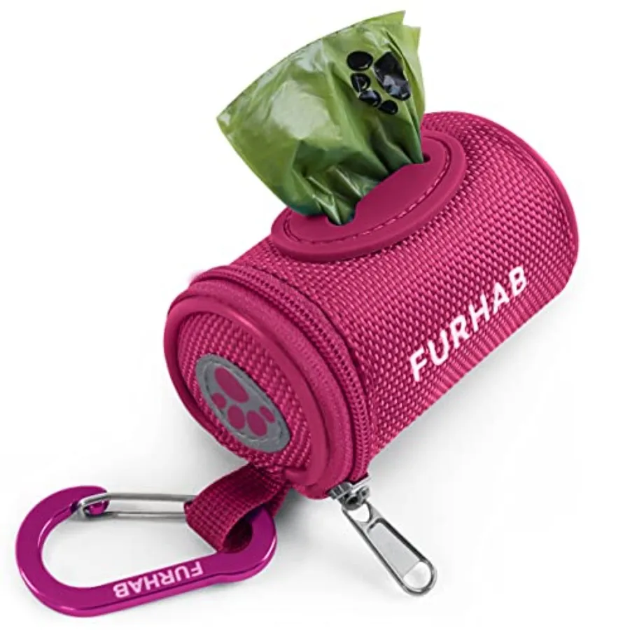 Dog Poop Bag Holder for Leash Doggie Waste Bag Dispenser Soft Fabric Puppy Potty Carrier Small Doggy Zipper Pouch with Carabine