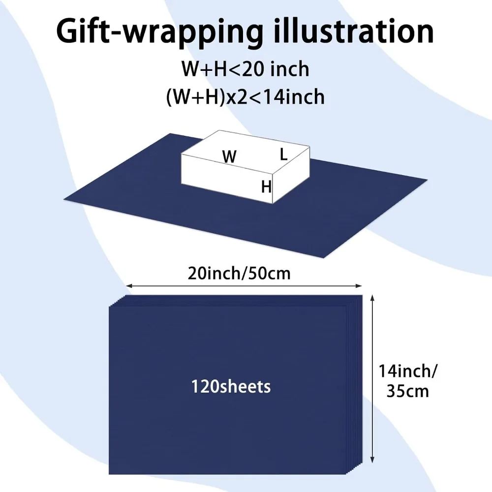 120 Sheets Navy Blue Tissue Paper for Gift Bags Wrapping Wedding Birthday Party Crafts Decoration Bulk Art Tissue view 3