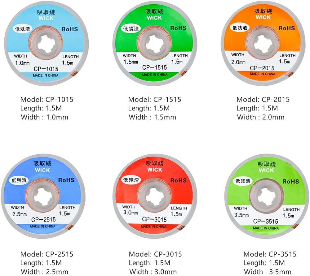 Alambres de plomo para trabajos electrónicos, herramienta de cable para reparación de soldaduras con cable de plomo de 1,5mm, 2mm, 1,5mm, 3mm, 3,5mm