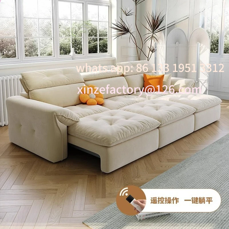 

Customizable Electric Multifunctional Sofa Bed Dual-purpose Remote Control Retractable Fabric Sofa