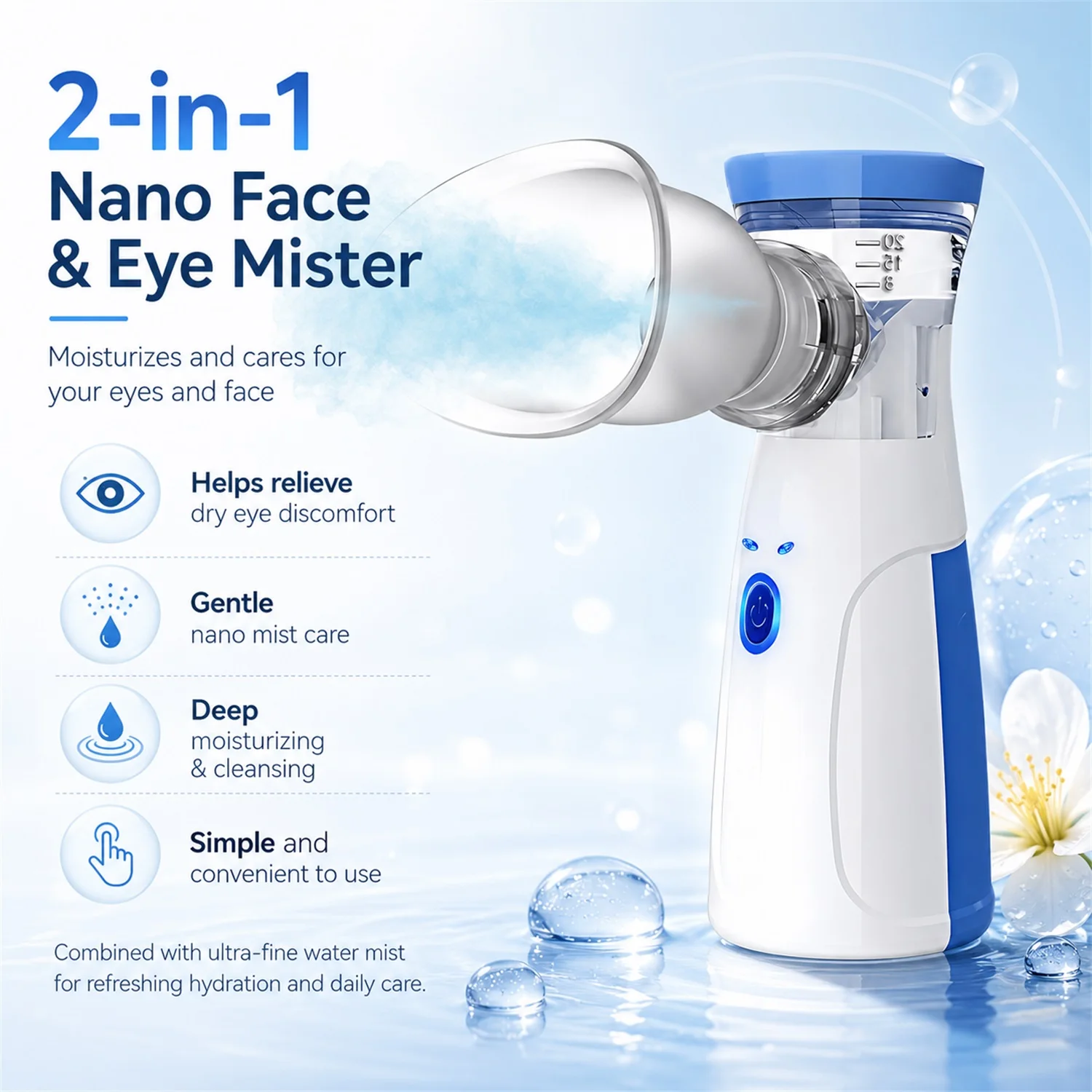 Eye Nano Humidifier Nebulizer Eye Steamer Relieve Fatigue Dry Eyes Moisturizing Face Eye Care Mask Humidifier Mist
