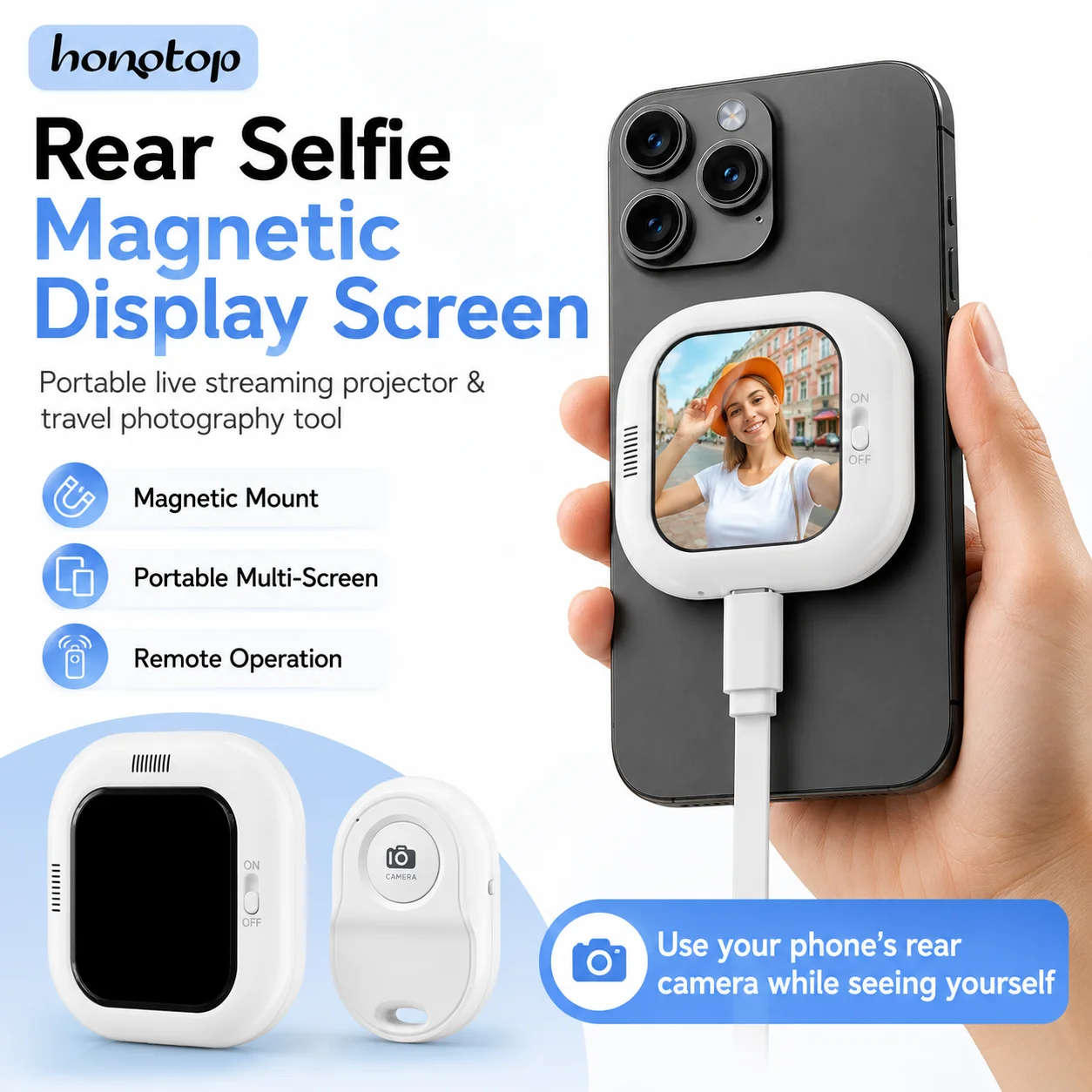 HONGTOP Monitor Magnético para Celular – Selfie e Vlog
