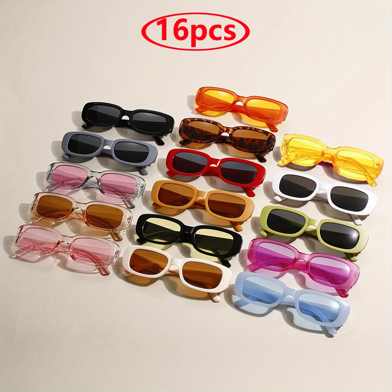 16pcs Fashion Small Square Frame Sunglasses Women Summer Vintage Punk Rectangle Wholesale Jelly Colors Sun Glasses Shades UV400