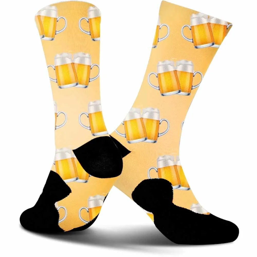 Creative beer cup pattern sports cycling socks, unisex, durable, suitable for outdoor enthusiasts and more people