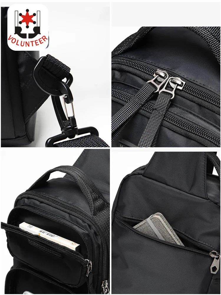 Volunteer Crossbody Bag for Men 2025 Multiple Pockets Travel Versatile Large Capacity Stylish Commuter Casual Chest Bags 1713-21