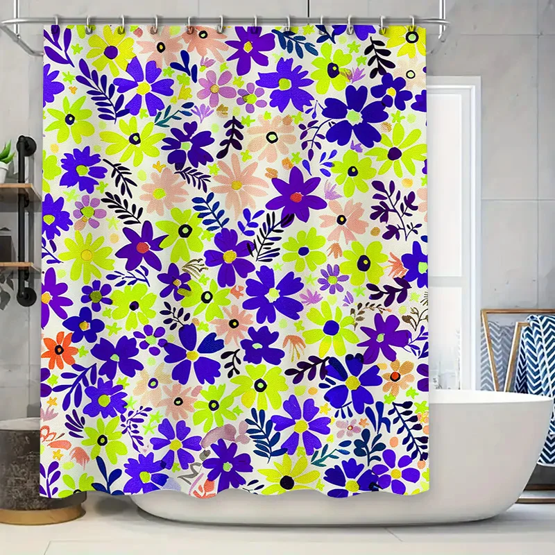 

Занавеска для душа современного искусства с цветочным дизайном для украшения ванной комнаты