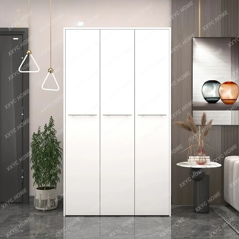 Modern minimalist entryway pull-out shoe cabinet, hidden stair storage cabinet