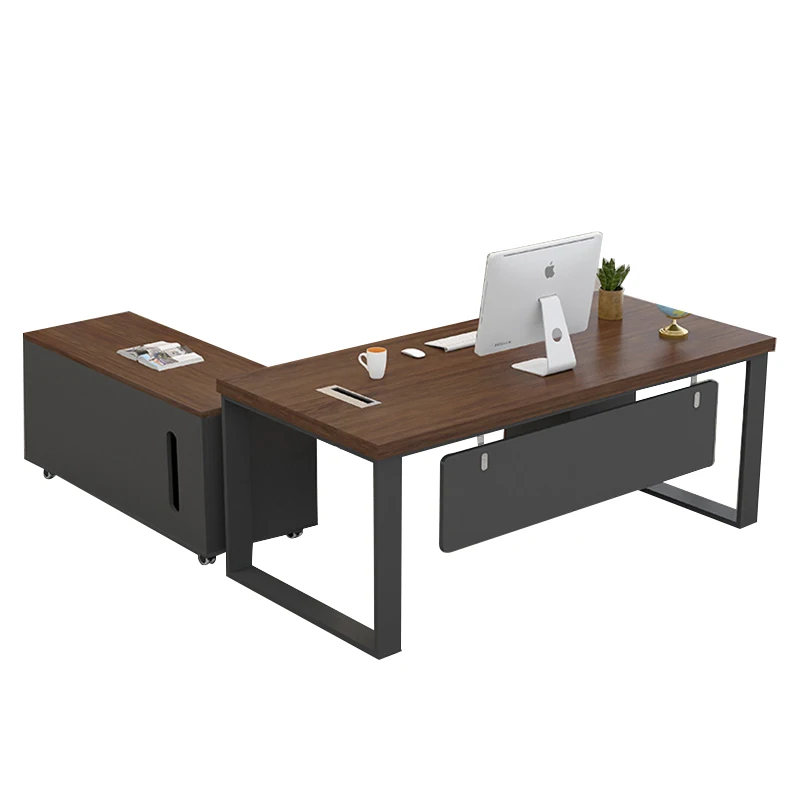 

❀zz Modern L-Shaped Executive Desk Set Wooden Panel Office Furniture for Hospitals and Schools^