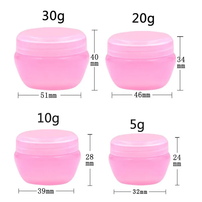 10 stücke 5g/10g/20g/30g Leere Kunststoff Reise Kosmetische Gläser Make-Up Container pilz Flaschen Fläschchen Gesicht Creme Probe Töpfe Gel Boxen