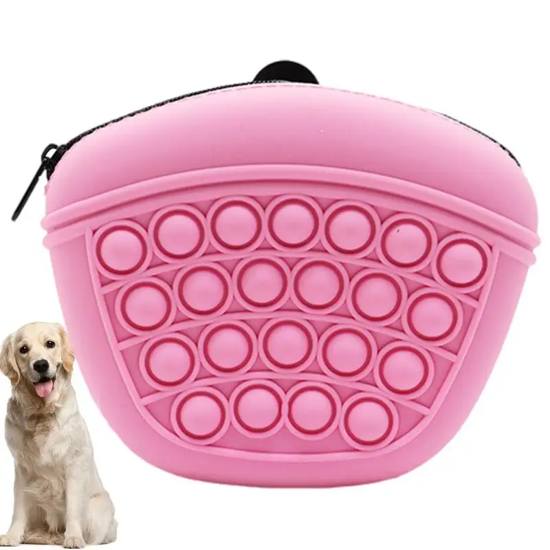 Dog Treat Bag Silicone Pet Portable Dog Training Waist Bag Outdoor Feeder Puppy Snack Zipper Pouch Food Reward Storage Bag