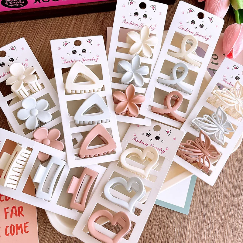 Floral Hair Claw 3 Pack Medium Size Pastel Kids Barrettes for Girls Soft Hold Ponytail Bun School Accessories