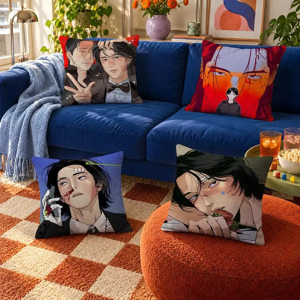 Manhwa Master-Peace BL Incheol Pyeonghwa Cushion Cover Throw Pillow Soft Short Plush Cozy Durable For Sofa Bedroom Home Decor