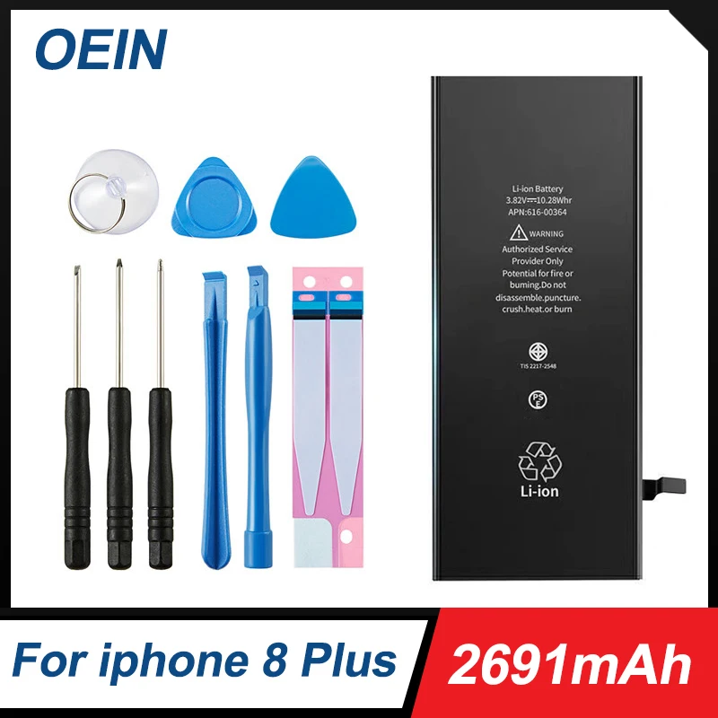 

OEIN Phone Battery For iPhone 8 PLUS 8plus IP8PLUS With Free Repair Tools Kit 2691mAh Original High Capacity Bateria Replacement