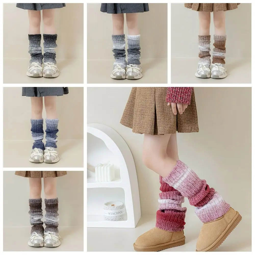 

Cute Korean Style Children's Leg Warmers JK Harajuku Knitted Leg Cover Lolitas Foot Cover Gradient Color Socks Autumn/Winter